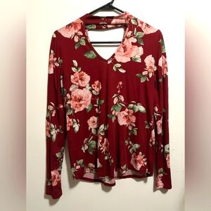 👑Floral v cut long sleeve